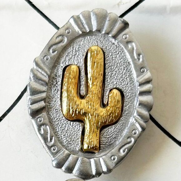 Nony Southwest Button Covers 6 Silver/Gold Tone Cactus-Thunderbird-Arrowhead - Picture 2 of 10